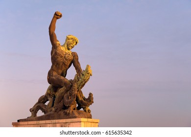 Statue Of The Dragonslayer On Gellert Hill, Budapest, Hungary