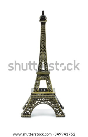 Statue of eiffel tower isolated on white background, clipping part