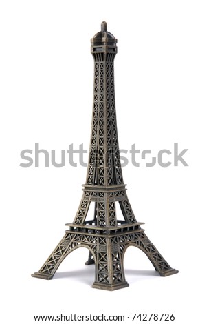 Statue of eiffel tower isolated on white