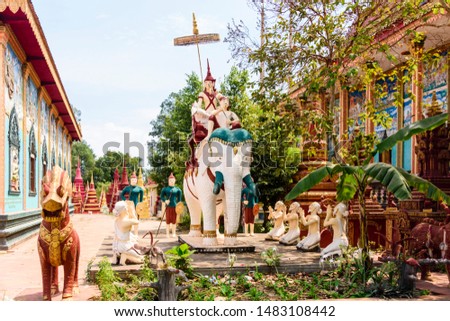 Statue of an elephant at a Buddhist Temple in a rural area of Cambodia