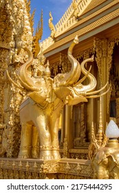 The statue of Erawan carries God Indra  in Wat Pak Nam Jolo in Chachoengsao Thailand, the only and wholly golden chapel in Thailand and was a monastery dated back to the end of Ayutthaya period. 