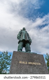Statue of famous Norwegian explorer Roald Amundsen in Trondheim