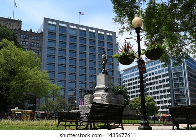 Statue At Farragut Square, In Washington, DC.