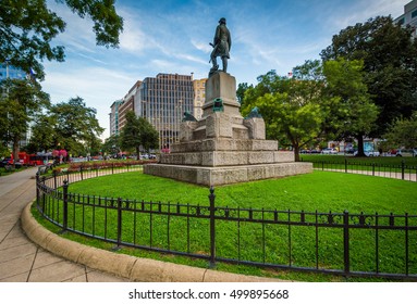 Statue At Farragut Square, In Washington, DC.