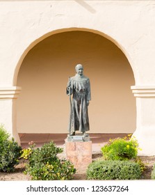 Statue To Father Junipero Serra At Mission Santa Ines In California Exterior