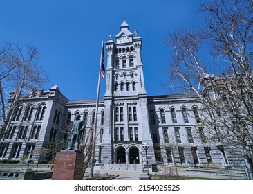 Statue Of George Washington Dressed As A Mason, In Front Of Old Erie County Courthouse, Built 1875