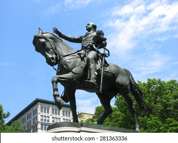 Statue Of George Washington In Union Square, New York City