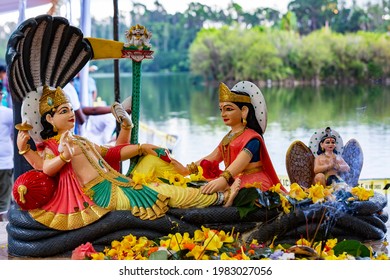 Statue Of God Vishnu With Goddess Laxmi