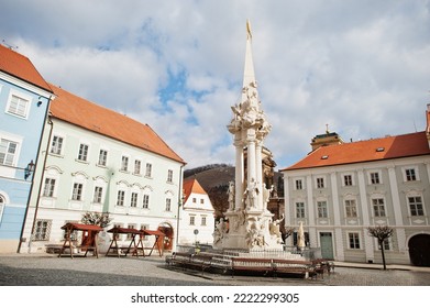 Statue of the Holy Trinity. Main Square in Mikulov in Czech Republic. 