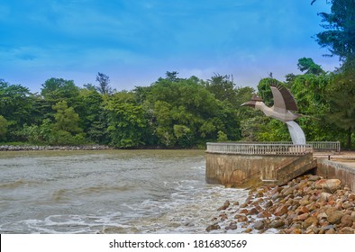 Statue Of A Hornbill On The Paradise Tropical Damai Beach - Sarawak, Malaysia