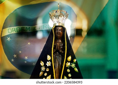 Statue of the image of Our Lady of Aparecida, mother of God, patroness of Brazil - Shutterstock ID 2206584393