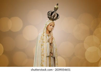 Statue of the image of Our Lady of Fatima, mother of God in the Catholic religion, Our Lady of the Rosary of Fatima, Virgin Mary