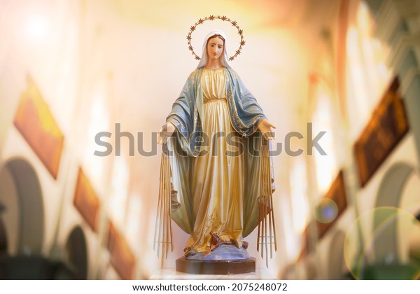Statue\
of the image of Our Lady of Grace, mother of God in the Catholic\
religion, Virgin Mary \