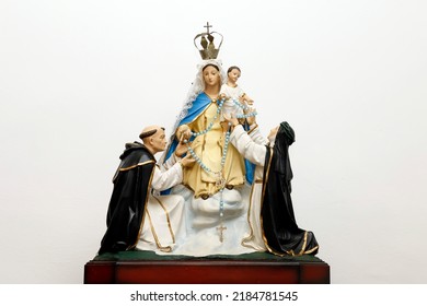 Statue Of The Image Of Our Lady Of Rosary Pompeii With Baby Jesus, Saint Dominic Of Gusmao And Saint Catherine Of Seine - Nossa Senhora Do Rosario De Pompeia