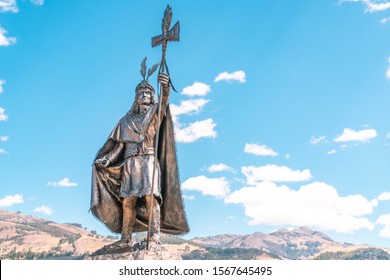 Statue Of Inca Atahualpa In The Mall Of The Incas Cajamarca Peru