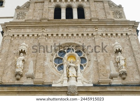 Statue of Jesus Christ on the catholic church faith background