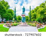 Statue of JL Runeberg, the national poet of Finland, at Esplanadi park avenue in Helsinki, Finland.
