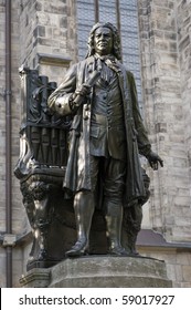 Statue Of JS Bach In Front Of St. Thomas Church In Leipzig, Germany