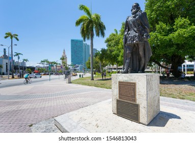 Statue Of Juan Ponce De Leon In Bayside, Downtown Miami, Miami, Florida, United States Of America, North America 1-10-19