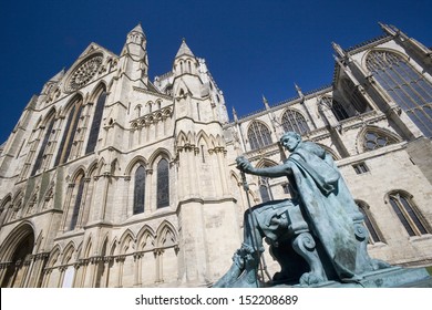 Statue of Julius Caesar outside York Minster in the city of York in northeast England.