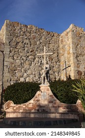 Statue Of Junipero Serra With Cross At The Old Mission In San Juan Capistrano 
