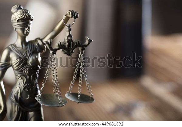 Statue of justice,\
burden of proof, law\
theme
