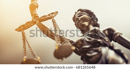 The Statue of Justice symbol, legal law concept image