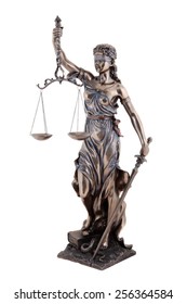 Statue Of Justice, Themis Mythological Greek Goddess, Isolated