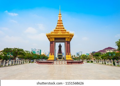 Statue Of King Father Norodom Sihanouk Is Located In Phnom Penh In Cambodia