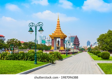 Statue Of King Father Norodom Sihanouk Is Located In Phnom Penh In Cambodia