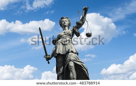 Statue of Lady Justice (Justitia) in Frankfurt, Germany 