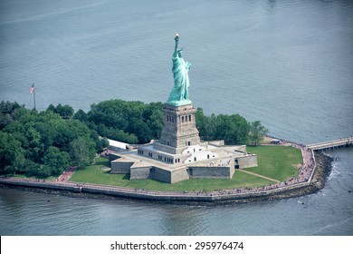 Statue Of Liberty Aerial View From Helicopter