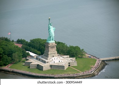 Statue Of Liberty Aerial View From Helicopter