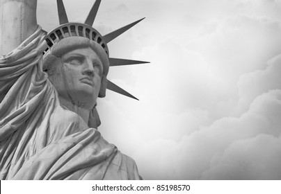 statue of liberty black and white clipart