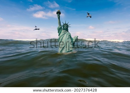 The Statue of Liberty is half submerged after sea levels rise