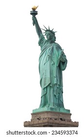 The Statue Of Liberty Isolated On A White Background