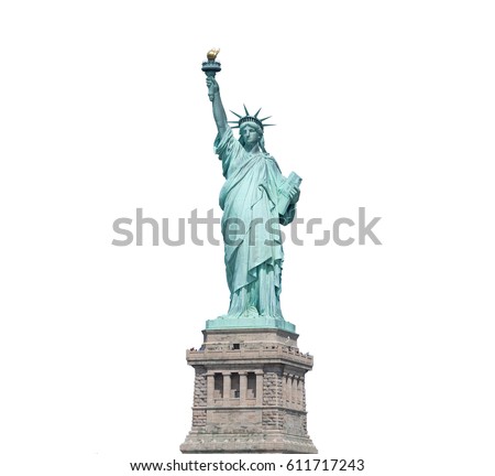 Statue of Liberty isolated on white clipping path insidein New York City, USA
