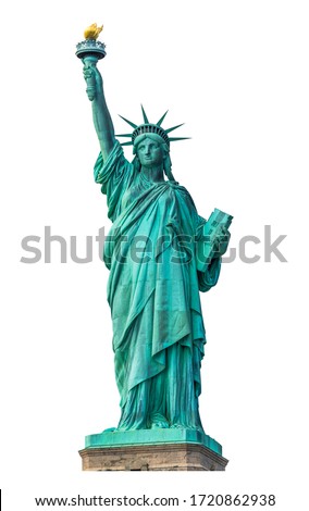 Statue of Liberty National Monument isolated on white background. Clipping path. 