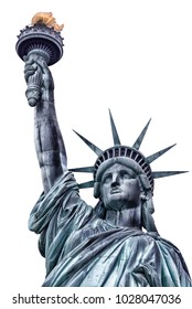 Statue Liberty in New York City  Isolated white background