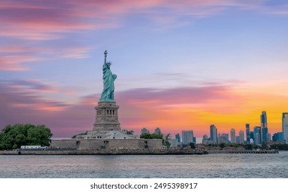 Statue of Liberty New York and Manhattan USA