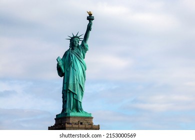 Statue Of Liberty , New York , Usa. Cloudy Winter Day