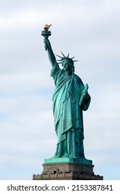 Statue Of Liberty , New York , Usa. Cloudy Winter Day