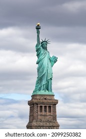 Statue Of Liberty On A Cloudy Winter Day, New York City, USA