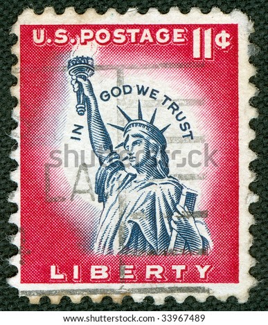 Statue of Liberty on US vintage postmark