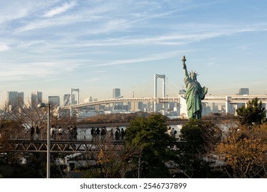 Statue of Liberty and Rainbow bridge, Tokyo, Japan - Powered by Shutterstock