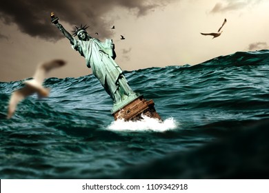 Statue Liberty Sinks Ocean Stock Photo 1109342918 | Shutterstock