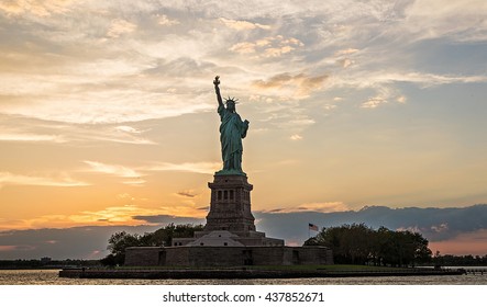 Statue Of Liberty At Sunset