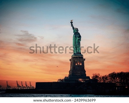 Statue of Liberty in the sunset