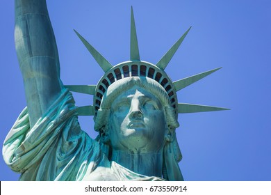 Statue of Liberty/Statue of Liberty in the blue sky. A symbol of American freedom.