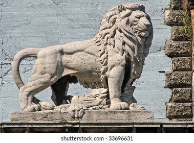 Statue Of A Lion At Budapest Hungary